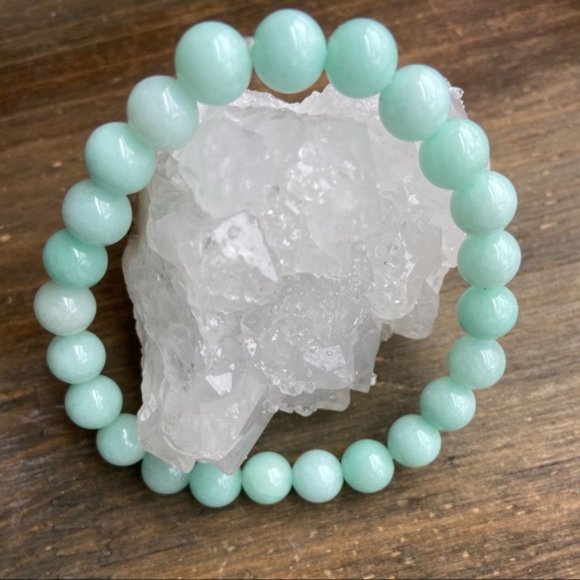 AQUAMARINE BEADS BOHO BRACELET - Picture 2 of 5